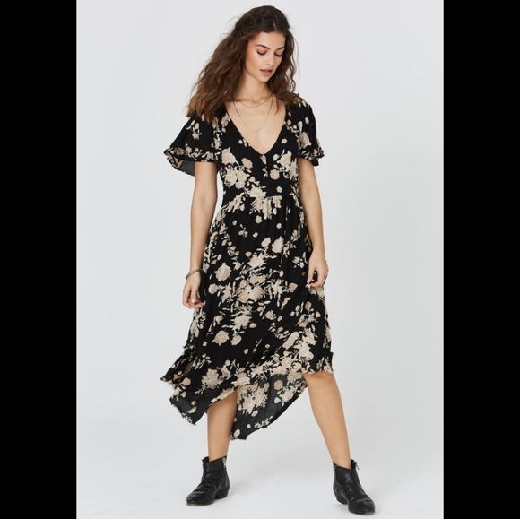 Jen's Pirate Booty Goya midi dress obsidian Spanish Rose black lace down XS gown - Picture 3 of 16